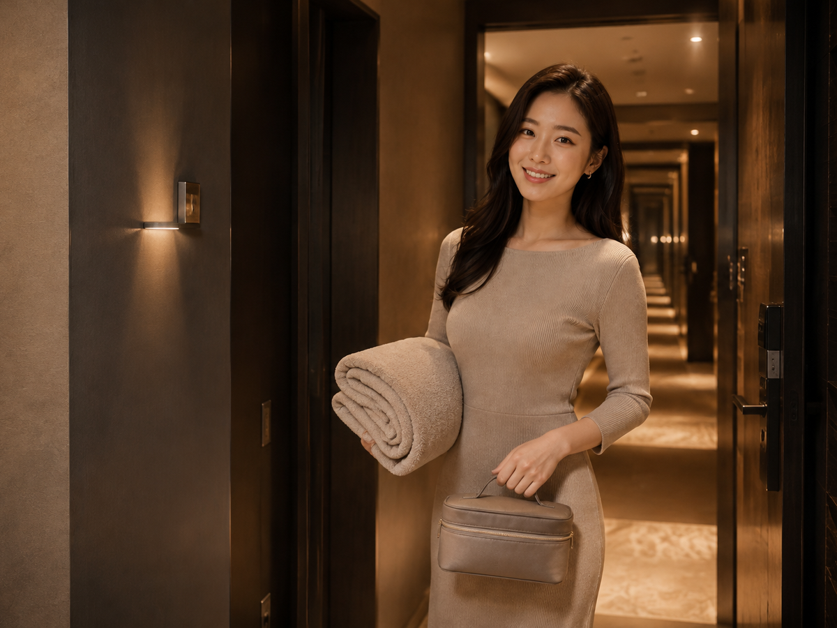 가평 방문 홈케어 일정을 준비하는 젊은 성인 한국 여성 관리사